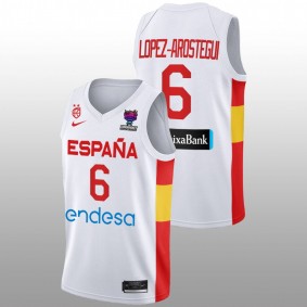 Xabier Lopez-Arostegui #6 White Spain Home 2022 FIBA EuroBasket Final Jersey