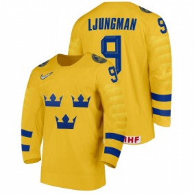 Sweden Daniel Ljungman #9 Gold 2022 IIHF World Junior Championship Home Hockey Jersey