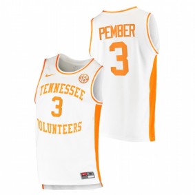 Men Tennessee Volunteers 2021 #3 White Drew Pember College Basketball Replica Jersey