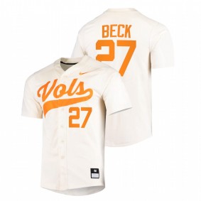 Jordan Beck Tennessee Volunteers #27 College Baseball Men White Jersey Replica