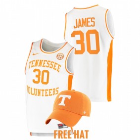 Josiah-Jordan James Tennessee Volunteers College Basketball 2021-22 White Free Hat #30 Jersey