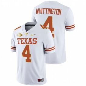 Men Texas Longhorns Jordan Whittington #4 White 2021 Red River Showdown Golden Edition Jersey