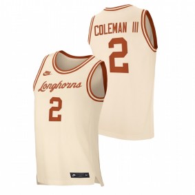 Matt Coleman III Texas Longhorns 2020-21 Cream Retro Basketball Replica Jersey