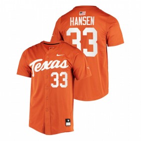 Pete Hansen Texas Longhorns #33 College Baseball Men Orange Jersey Full-Button