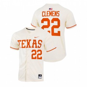 Texas Longhorns #22 Roger Clemens College Baseball Natural Jersey Full-Button Men