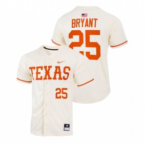 Texas Longhorns #25 Scott Bryant College Baseball Natural Jersey Full-Button Men