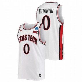 Kevin Obanor #0 White Texas Tech Red Raiders Retro Basketball 2022 NCAA March Madness Jersey