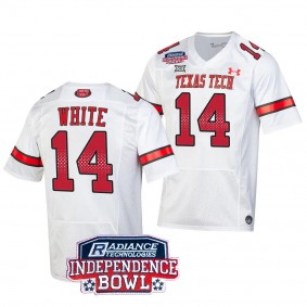 Xavier White 2023 Independence Bowl Texas Tech Red Raiders #14 Jersey White Men's Football Shirt