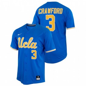 UCLA Bruins #3 Brandon Crawford College Baseball Royal Jersey Full-Button Men