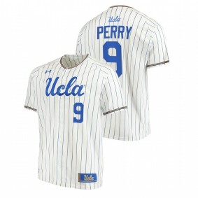 UCLA Bruins #9 Darius Perry College Baseball White Jersey Stripes Men