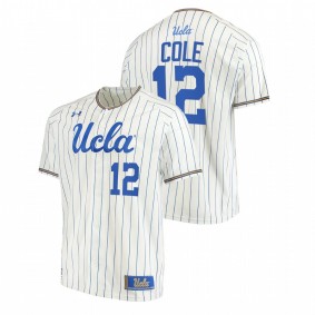 UCLA Bruins #12 Gerrit Cole College Baseball White Jersey Stripes Men