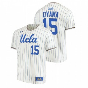 UCLA Bruins #15 Kenny Oyama College Baseball White Jersey Stripes Men