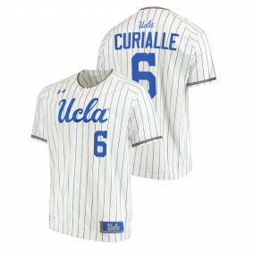 UCLA Bruins #6 Michael Curialle College Baseball White Jersey Stripes Men