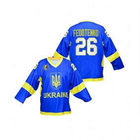 Ruslan Fedotenko Ukraine Hockey Away Royal Men Jersey