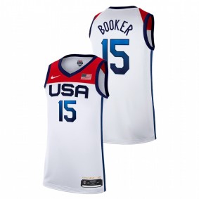 USA Basketball Devin Booker White Tokyo Olympics 2021 Home Jersey