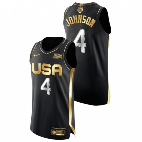 USA Basketball Keldon Johnson Black 16X Olympic Champs Golden Authentic Jersey