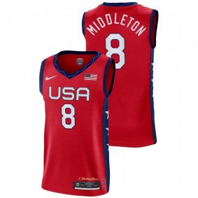 Men USA Basketball #8 Red Khris Middleton Limited 2020 Summer Olympics Jersey