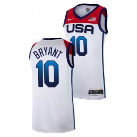 USA Basketball Kobe Bryant White 2021 Tokyo Olympics Special Jersey