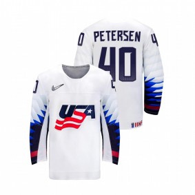 Men USA Team Cal Petersen #40 White 2021 IIHF World Championship Home Jersey