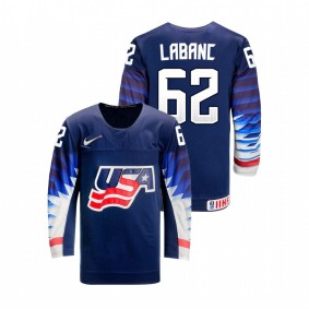 Men USA Team Kevin Labanc #62 Navy 2021 IIHF World Championship Away Jersey