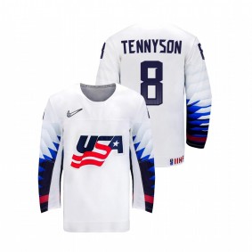 Men USA Team Matt Tennyson #8 White 2021 IIHF World Championship Home Jersey