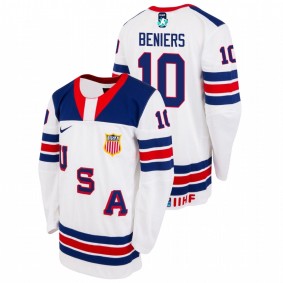 Men USA Team Matthew Beniers #10 White 2021 IIHF World Junior Championship Limited Authentic Jersey