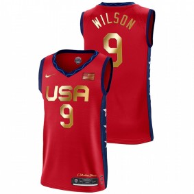 USA Women's Basketball A'ja Wilson Red 2021 Olympics Gold Winner 7 Consecutive Jersey