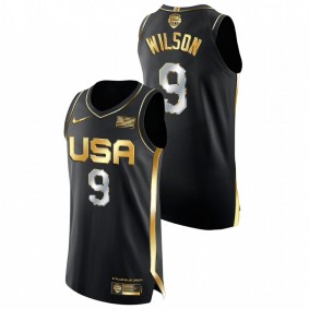 USA Women's Basketball A'ja Wilson Black 9X Olympic Gold Medal Limited Edition Jersey