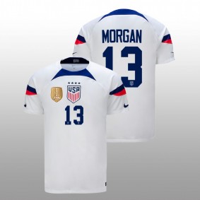 Alex Morgan USA Women's Soccer FIFA Badge White Home Men Jersey