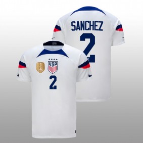 Ashley Sanchez USA Women's Soccer FIFA Badge White Home Men Jersey