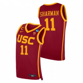 Men USC Trojans #11 Cardinal Bill Sharman PAC-12 Retired Number Jersey