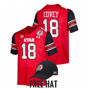 Britain Covey Utah Utes 2022 Rose Bowl Red Free Hat #18 Jersey