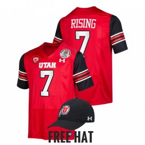 Cameron Rising Utah Utes 2022 Rose Bowl Red Free Hat #7 Jersey