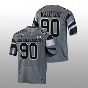 Devin Kaufusi Utah Utes USS Salt Lake City Grey Football #90 Jersey