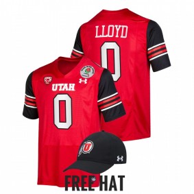 Devin Lloyd Utah Utes 2022 Rose Bowl Red Free Hat #0 Jersey