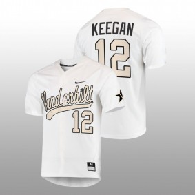 Vanderbilt Commodores #12 Dominic Keegan College Baseball White Jersey Full-Button Men