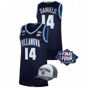 Caleb Daniels #14 Navy Villanova Wildcats Free Hat 2022 March Madness Final Four Jersey