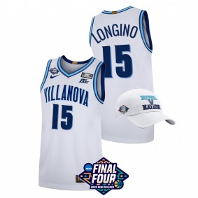 Villanova Wildcats Jordan Longino White 2022 March Madness Final Four Basketball Men Jersey