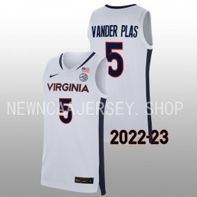 Ben Vander Plas #5 White Virginia Cavaliers 2022-23 Replica College Basketball Jersey