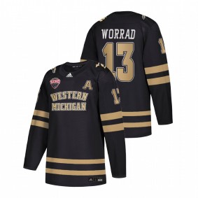 West Michigan Broncos Drew Worrad #13 Black College Hockey NCHC Jersey