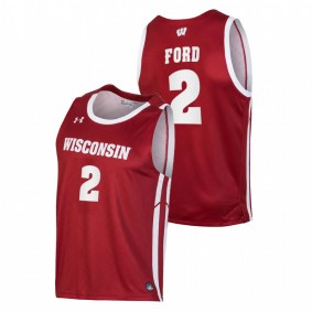 Aleem Ford Wisconsin Badgers 2020-21 Red Replica College Basketball Jersey