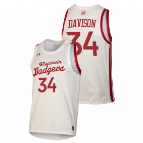 Brad Davison Wisconsin Badgers 2021 White Throwback College Basketball Jersey