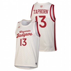 Justin Taphorn Wisconsin Badgers 2021 White Throwback College Basketball Jersey