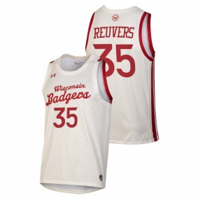 Nate Reuvers Wisconsin Badgers 2021 White Throwback College Basketball Jersey