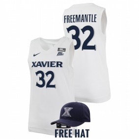 Zach Freemantle #32 White Xavier Musketeers 2021-22 Free Hat College Basketball Jersey