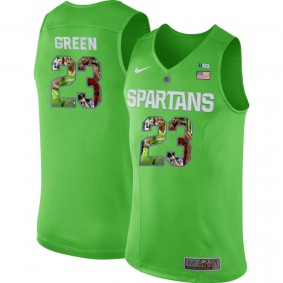 Male Michigan State Spartans #23 Draymond Green Apple Green Big 12 Basketball Jersey With Player Pictorial