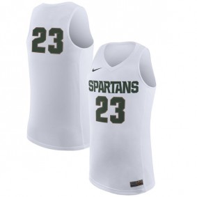 Male Michigan State Spartans #23 White Basketball Jersey