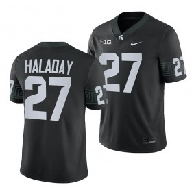 Cal Haladay Michigan State Spartans Alternate Football Black Men Game 27 Jersey 2023