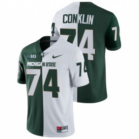 Michigan State Spartans Jack Conklin #74 College Football Jersey White Green Split Edition