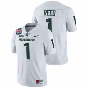 Michigan State Spartans Jayden Reed #1 College Football Playoff Jersey White 2021 Peach Bowl